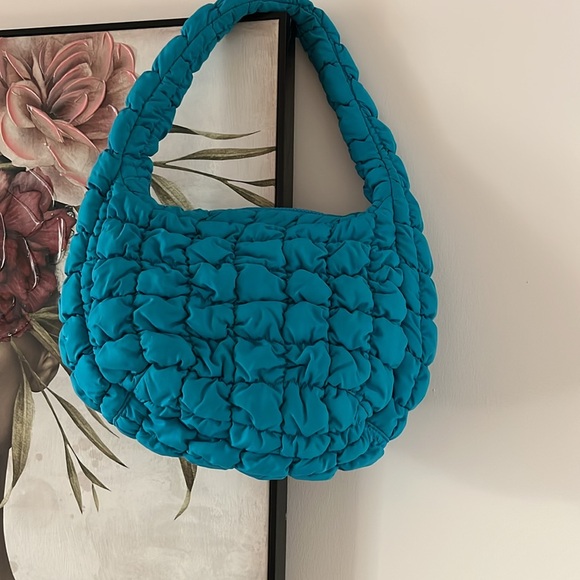 COS Mini quilted bag in turquoise - Picture 7 of 9
